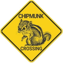 Chipmunk Crossing Sign Warning Sign, Chipmunk Sign Chipmunk Decor, Funny Animal Wall Decor for Home/Farmouse/Yard, Quality Metal Sign 12"x12"