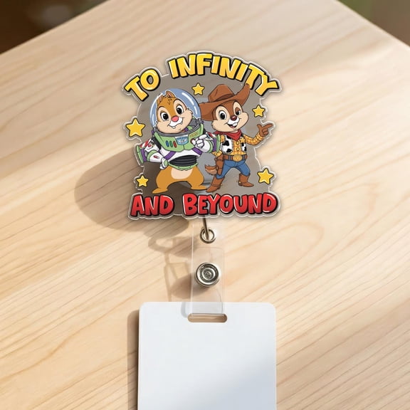 Chipmunk Duo Space Cowboy Cosplay Badge Reel  Spaceman & Cowboy Retractable ID Holder, Cute Animated Nurse Badge D3EM03