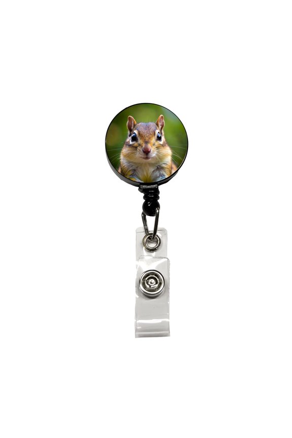 Chipmunk Face Retractable Reel ID Badge Key Card Name Tag Holder with Clip