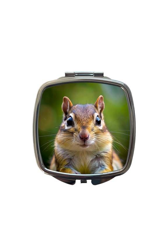 Chipmunk Face Travel Makeup Handbag Purse Small Pocket Compact Mirror