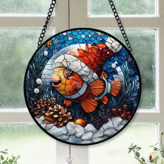 Chipmunk Ornament Christmas 2025, Chipmunk Stained Glass Hanging Window Handcrafted Glass Sun Catcher for Door and Garden Decor