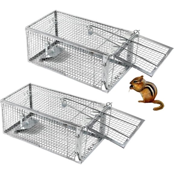 Chipmunk Trap -2 Pack, Squirell and Rat Trap Cages That Works, Humane Mouse Trap for Home | Catch and Release | Reusable and Durable | No Kill Animal Trap | for Inside Home and Outdoor Use