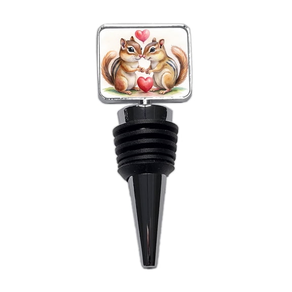 Chipmunks In Love Valentine's Day Wine Bottle Stopper Cap Plug