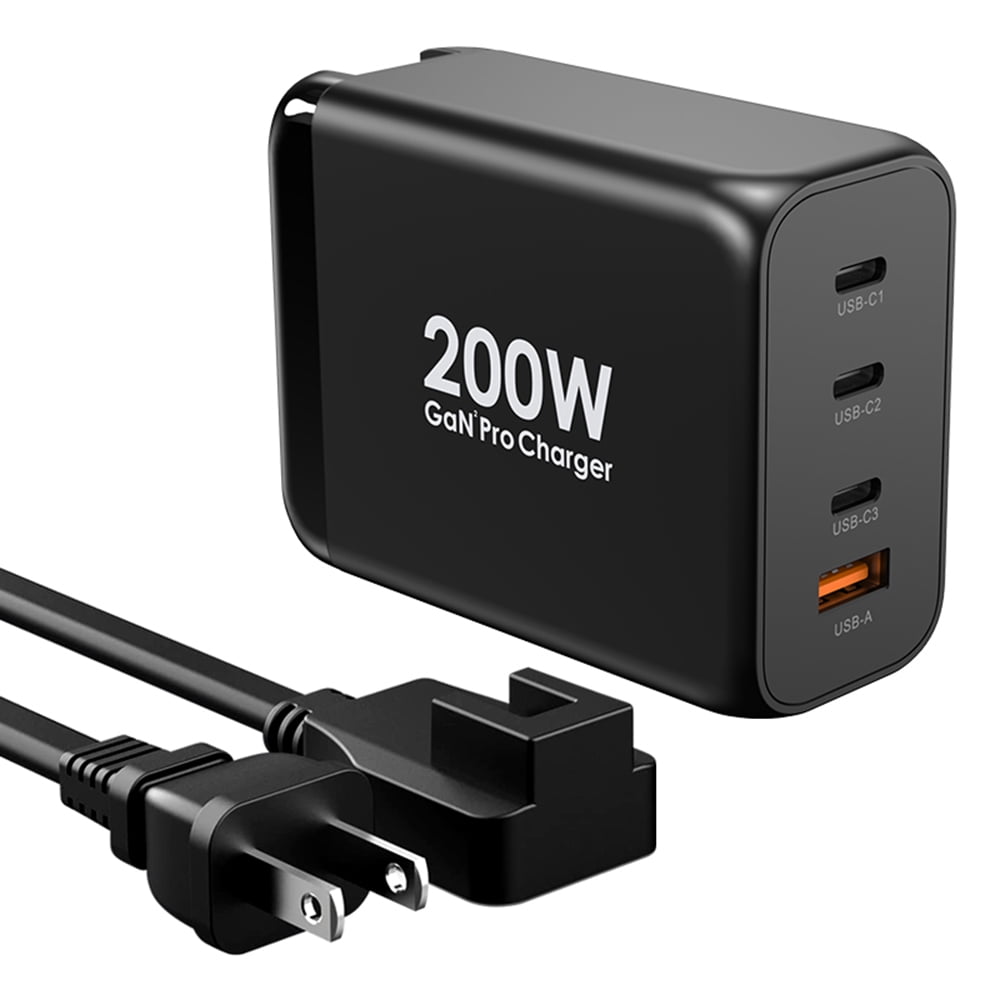 Chipofy 200W USB C Wall Charger, 4-port GaN PD 100W QC 60W PPS45W Super Fast Charging Adapter with Power Cord for iPhone 14 13 Pro Max MacBook iPad Samsung Galaxy S22 S23 Pixel