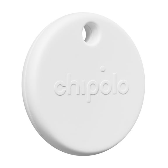 Chipolo POP Tracker Tag - Colorful, Compatible, Loud Bluetooth Tracker with Call Your Phone & Out of Range Alert, Works with Apple Find My or Google's Find My Device (White)