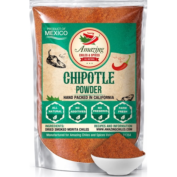Amazing Chiles & Spices Chipotle Chile Powder, Ground Smoked Chili, 4 oz, Medium to High Heat
