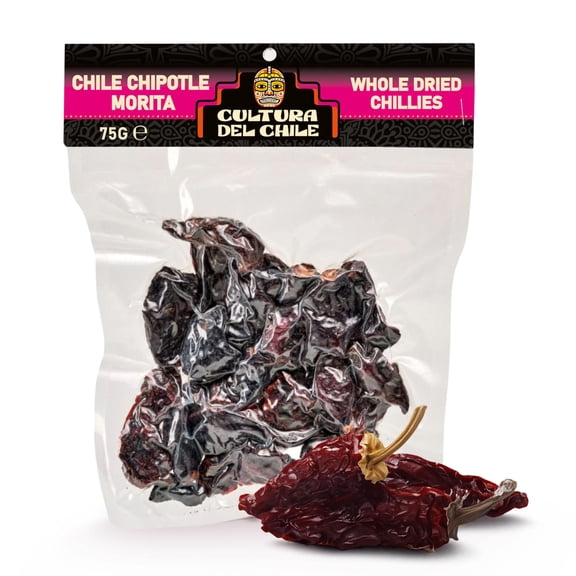Chipotle Morita Whole Dried Chillies 75g All Natural Mexican Chillies, Medium Heat with Smoky Flavour. Ideal for Salsas, Tacos, Marinades, Stews and Sauces