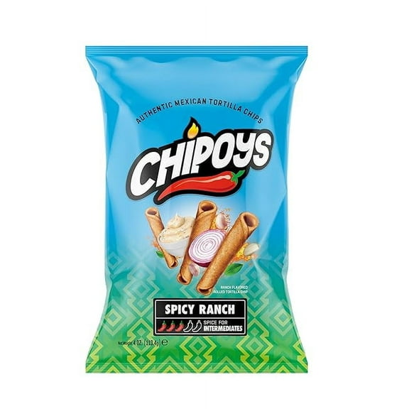 Chipoys Spicy Classic Ranch Rolled Corn Tortilla Chips, Gluten-Free, No Trans Fat, High Protein, Low-Calorie Flavorful Mexican Snacks, Made of Premium Crunchy Maiz Chips with Natural Ingredients