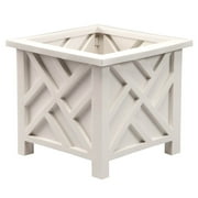 Chippendale Planter Box, White – Plant Holder for Garden, Patio and Lawn – 14 ¾” sq. x 13 ¼ H Overall