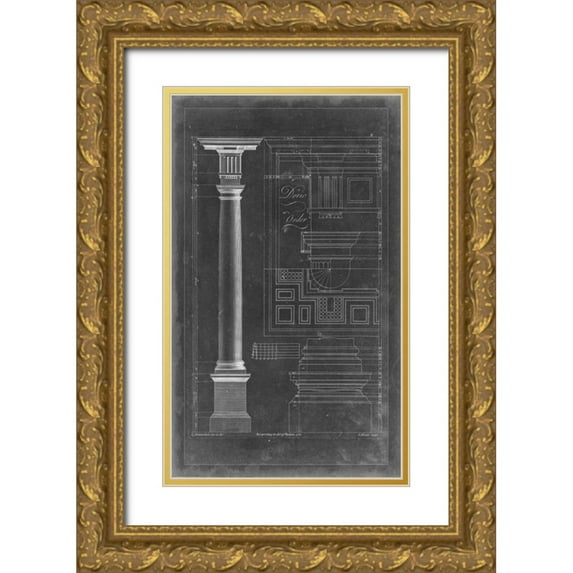 Chippendale, Thomas 10x14 Gold Ornate Wood Framed with Double Matting Museum Art Print Titled - Doric Order Blueprint