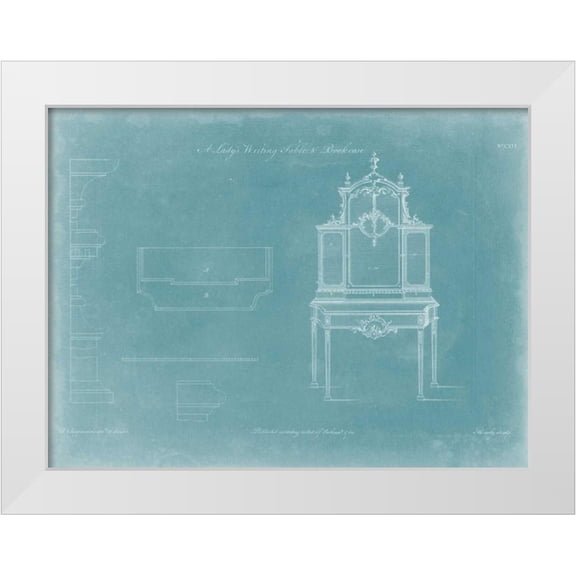 Chippendale, Thomas 14x12 White Modern Wood Framed Museum Art Print Titled - Ladys Writing Table and Bookcase