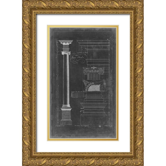 Chippendale, Thomas 21x32 Gold Ornate Wood Framed with Double Matting Museum Art Print Titled - Ionic Order Blueprint