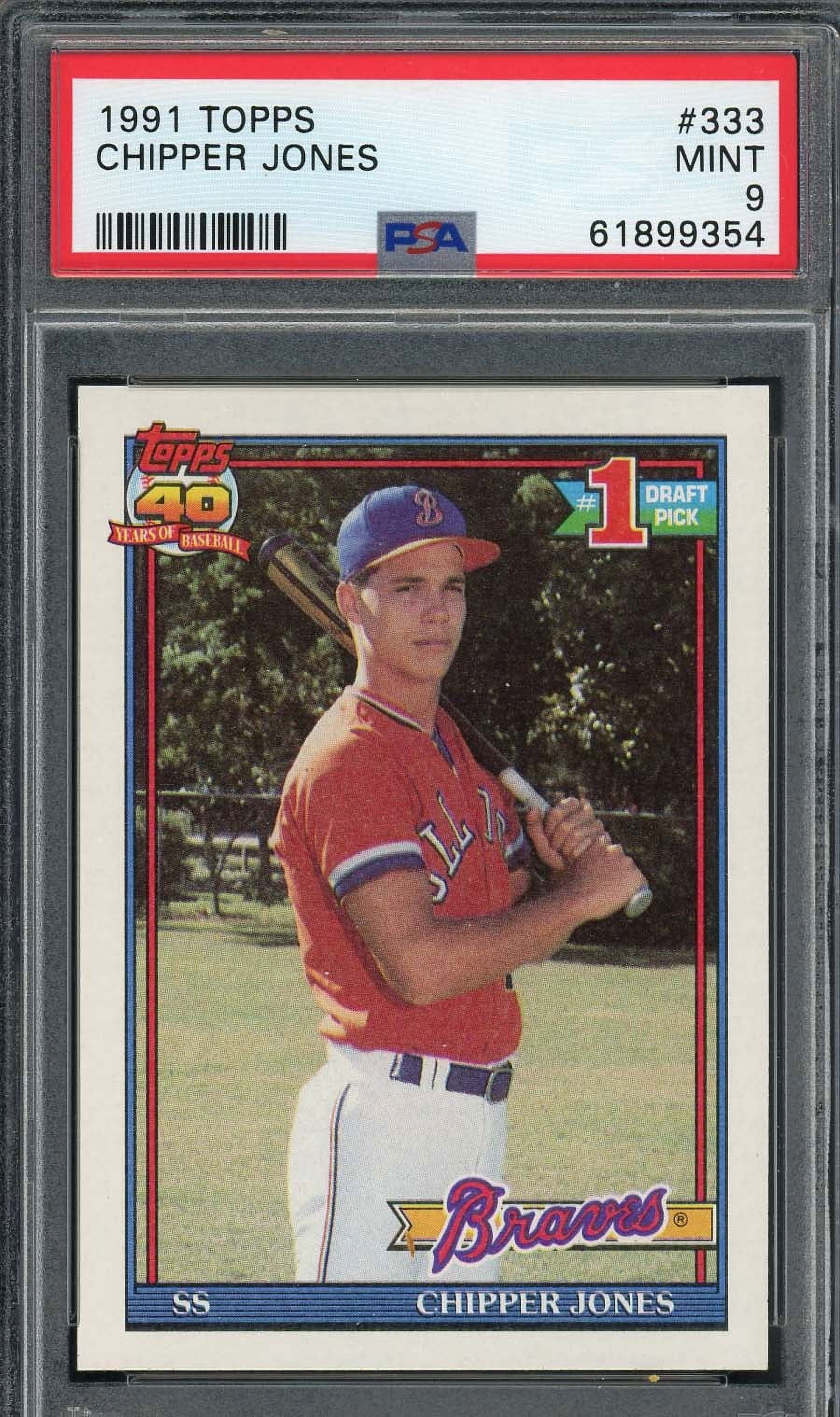 Chipper Jones 1991 Topps Baseball Rookie Card RC #333 Graded PSA 9 ...
