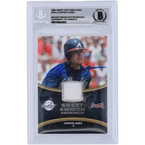 Chipper Jones Atlanta Braves Autographed 2008 Upper Deck Sweet Spot Sweet Swatch Relic #SS-CJ Beckett Fanatics Witnessed Authenticated 10 Card - Fanatics Authentic Certified