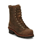 حذاء Chippewa 8 Paladin Logger للرجال من الدانتيل إلى أصابع القدم معزول من الفولاذ المقاوم للماء باللون البني الشوكولاتة - 73103 7 شوكولاتة