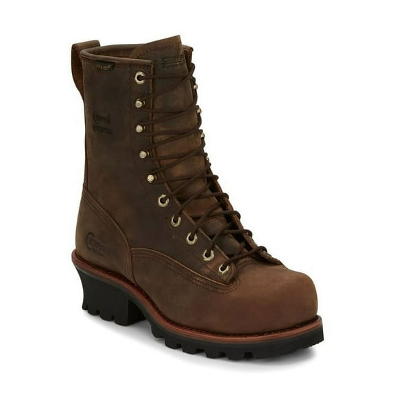 Chippewa Men's  8" Paladin Logger Lace-To-Toe Waterproof Steel Toe Boot Brown - 73101  BROWN