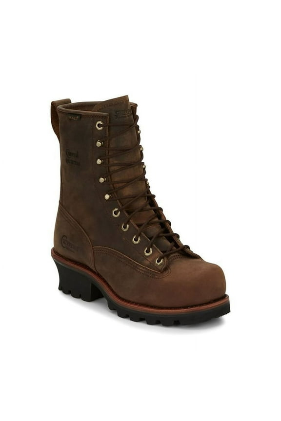 Men's  8" Paladin Logger Lace-To-Toe Waterproof Steel Toe Boot Brown - 73101  BROWN