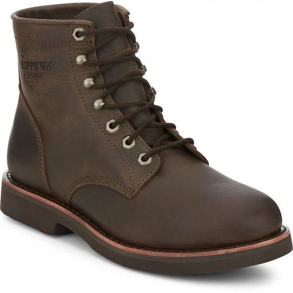 Chippewa Men's Classic 2.0 6" Wood (Brown) Electrical Hazard Oil & Slip Resistant Work Lace-Up Boots, Size 9 EE - NC2065