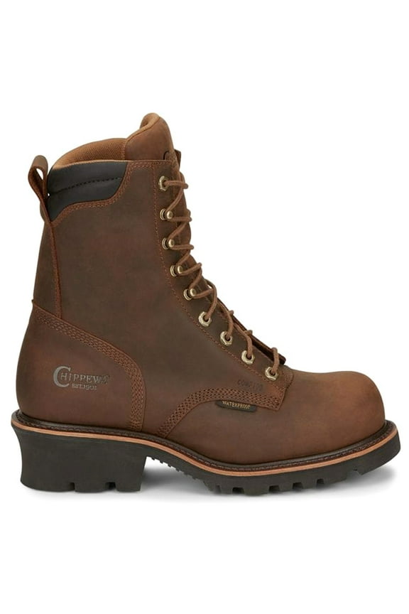 Men's Valdor Heavy Duty Waterproof Logger Boot Composite Toe Brown 10 D(M) US