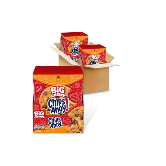 Chips Ahoy! Big Chewy Chocolatey Caramel Soft Baked Cookies, 2 Pack Case (17.5 oz Boxes)