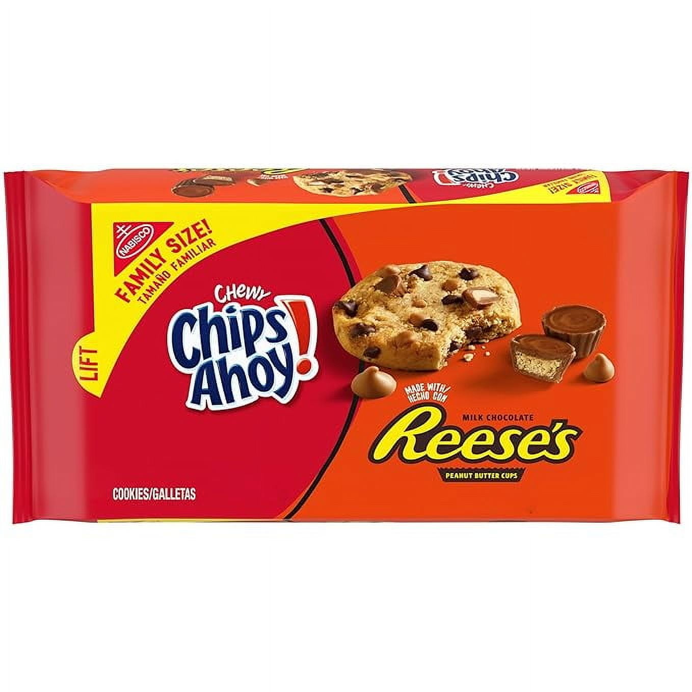 (1PACK) CHIPS AHOY! Chewy Chocolate Chip Cookies with Reese's Peanut Butter Cups, Family Size,