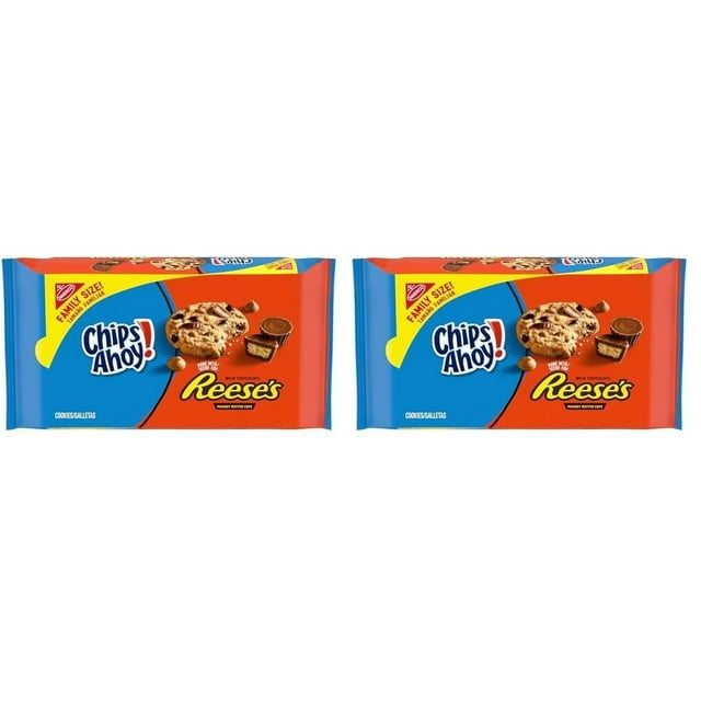 Chips Ahoy! Cookies with Reese’s Peanut Butter Cups Family Size 14.25 oz Pack, Chocolate Chip, 1 Count (Pack of 2)