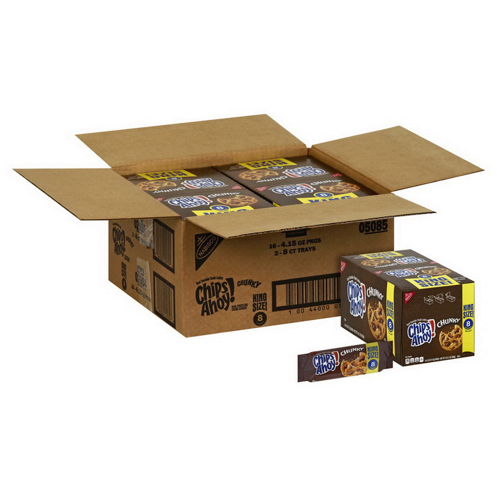 Chips Ahoy Tamaño King Size, 4.15 Onzas, 8 por Caja, 2 Cajas por Estuche