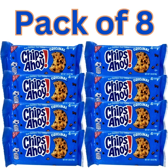 Chips Ahoy! Original Chocolate Chip Cookies, Pack of 8 Individual Packs, 1.55 oz Each