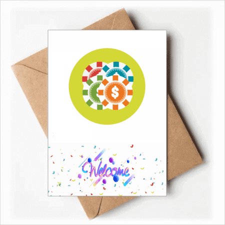 Chips Casino Cartoon Illustration Welcome Back Greeting Cards Envelopes Blank