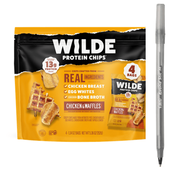 Chips Chicken & Waffles Chicken Protein Chips 4 Pack with pen