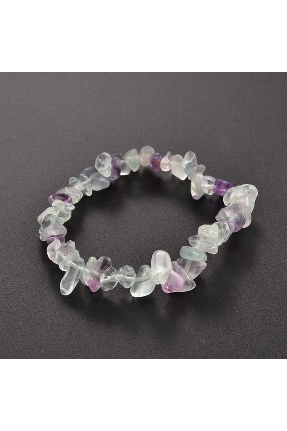 Chips Natural Fluorite Beaded Stretch Bracelets 1-3/4 inch(4.5cm)