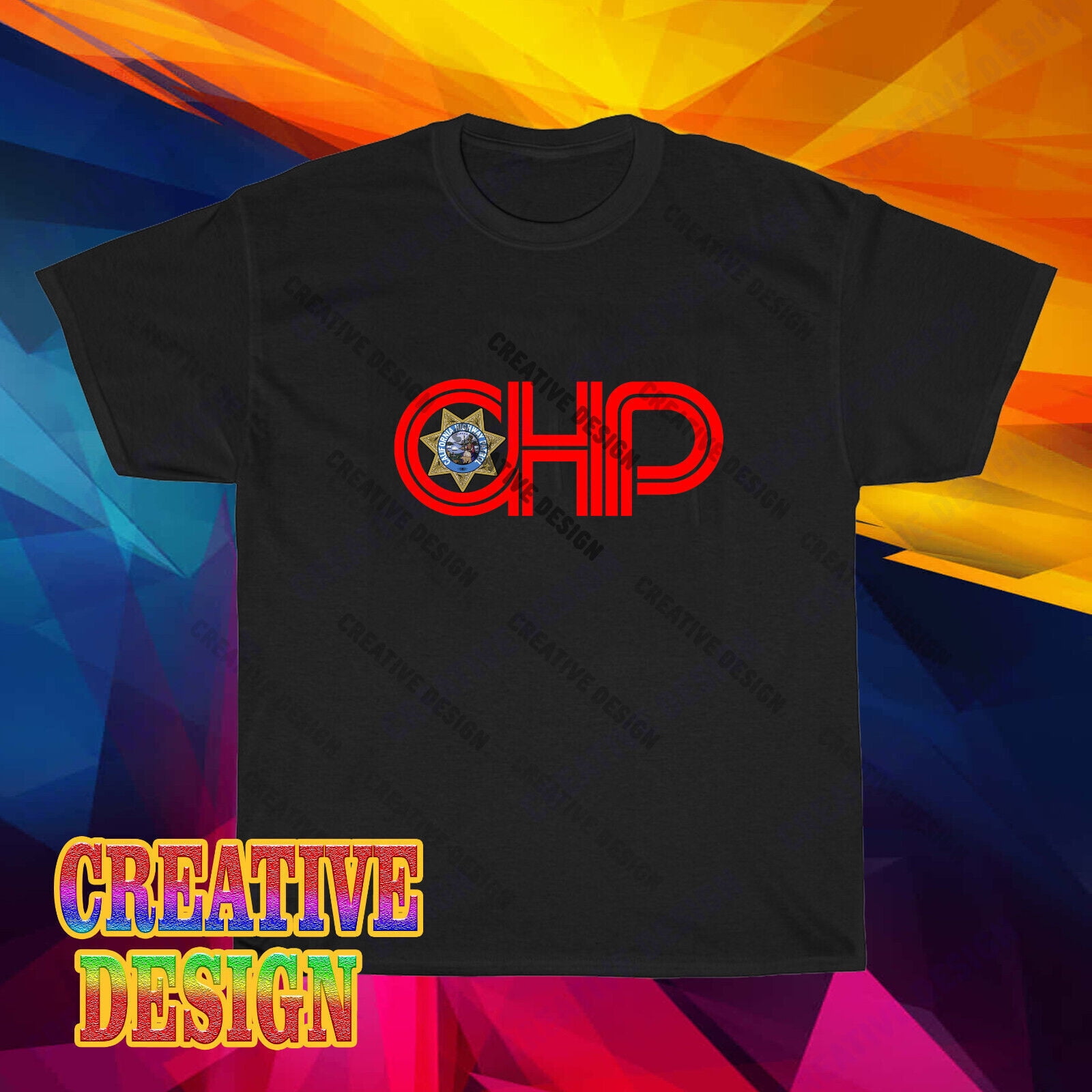 Chips Police Movie Badge Logo Unisex Black TFunny Unisex TShirt, S