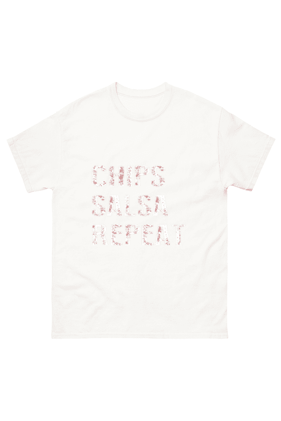 Chips Salsa Repeat Funny Mexican Food Lover Holiday Unisex T-Shirt, for men & women, up to size 5XL