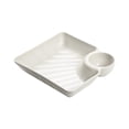 thumbnail image 1 of Chips and Sauce Serving Dish Plates, 1 Pcs Veggie Platter Dipping Serving Tray with Sauce Rack for Buffet Family Party, Barbecue Plate for Snacks Fries and Salad, Reusable Serving Dish (White), 1 of 5