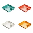 thumbnail image 1 of Chips and Sauce Serving Dish Plates, 4 Pcs Veggie Platter Dipping Serving Tray with Sauce Rack for Buffet Family Party, Barbecue Plate for Snacks Fries and Salad, Reusable Serving Dish (Mixed), 1 of 9