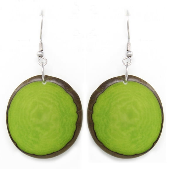 Chips Tagua Earrings Green Handmade Fair Trade