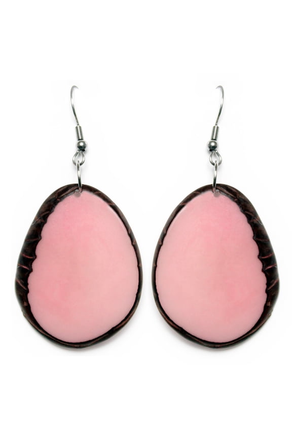Chips Tagua Earrings Pink Handmade Fair Trade