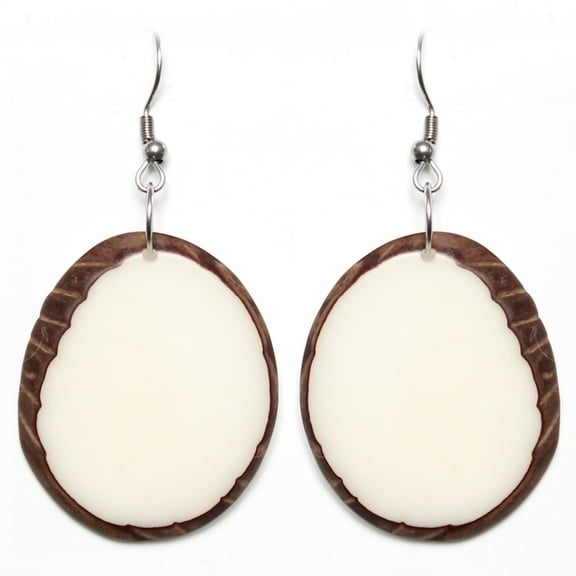 Chips Tagua Earrings in Natural Ivory White Handmade Fair Trade