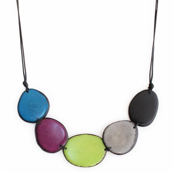 Chips Tagua Necklace Multicolor, Handmade Fair Trade, Adjustable