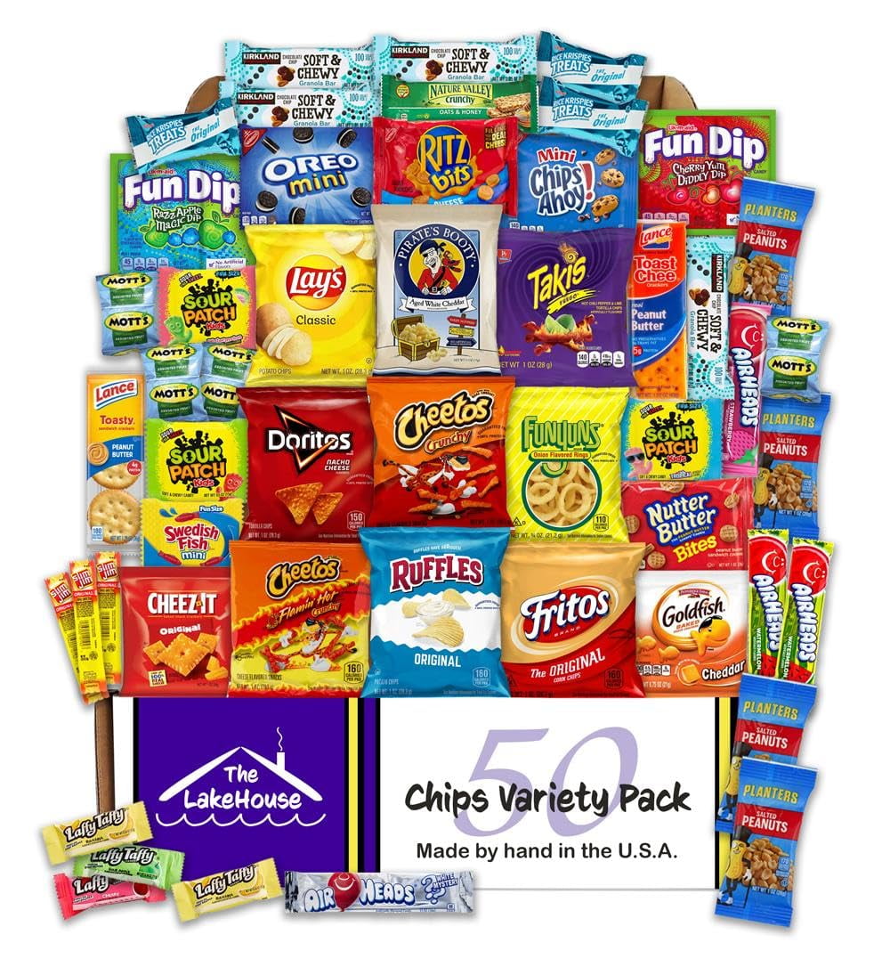 Chips Variety Pack 50 Count Snacks Sampler Care Packages for College