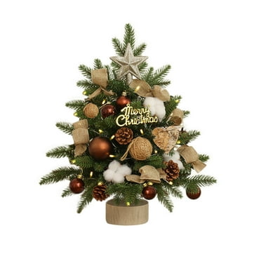 ChiqVue 1PC Table top Christmas Tree Light Up 18 Inch Small Christmas Tree with Ornaments Tree Christmas Decorations for Home Party