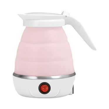 ChiqVue Travel Electric Kettle – 600ml Silicone Kettle for Boiling Water – 110V US Plug，Pink
