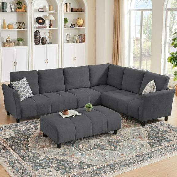 Jarenie Tornama Large Modular Sectional Sofa with Reversible Chaise and Storage Seat, Dark Gray