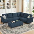 thumbnail image 1 of Jarenie Tornama Modular Sectional Sofa with Reversible Chaise and Storage Seat, Navy Blue, 1 of 9