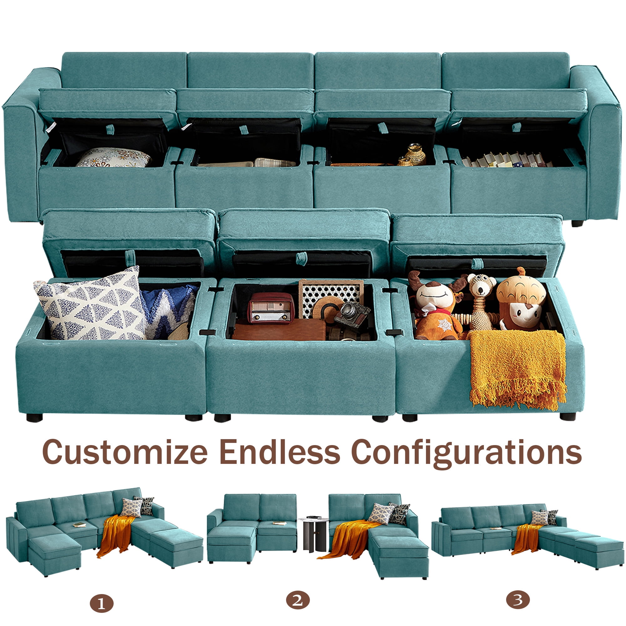 Chireca Modular Sectional Sofa, U Shaped Sectional Modular Sofa Couch ...