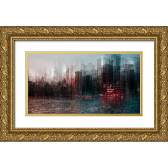 Chiriaco, Carmine 24x15 Gold Ornate Wood Framed with Double Matting Museum Art Print Titled - on the Hudson river