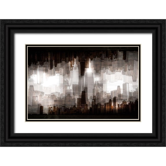 Chiriaco, Carmine 24x17 Black Ornate Wood Framed with Double Matting Museum Art Print Titled - Chicago Skyline