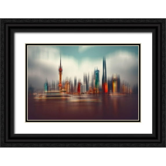 Chiriaco, Carmine 32x23 Black Ornate Wood Framed with Double Matting Museum Art Print Titled - Colors Of Shanghai