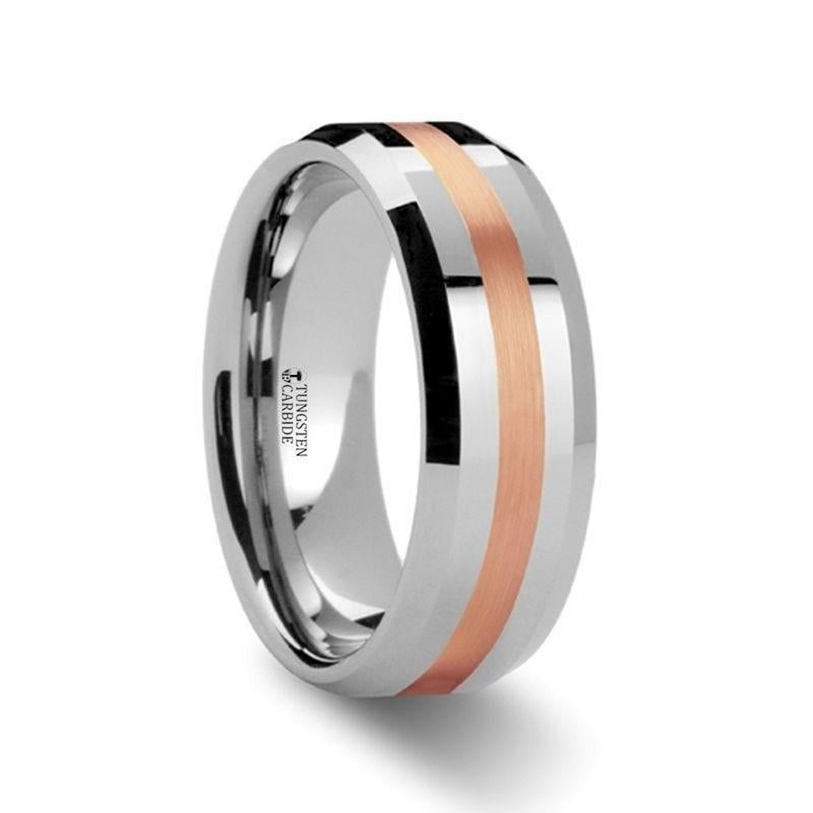 Chiron Rose Gold Inlaid Beveled Tungsten Ring - Walmart.com