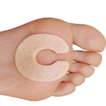 Chiroplax C-Shaped Felt Callus Pads Ball of Foot Cushion Forefoot Protector Metatarsal Rubbing Pain Relief | 3/16" Thick (30 Pack), Beige